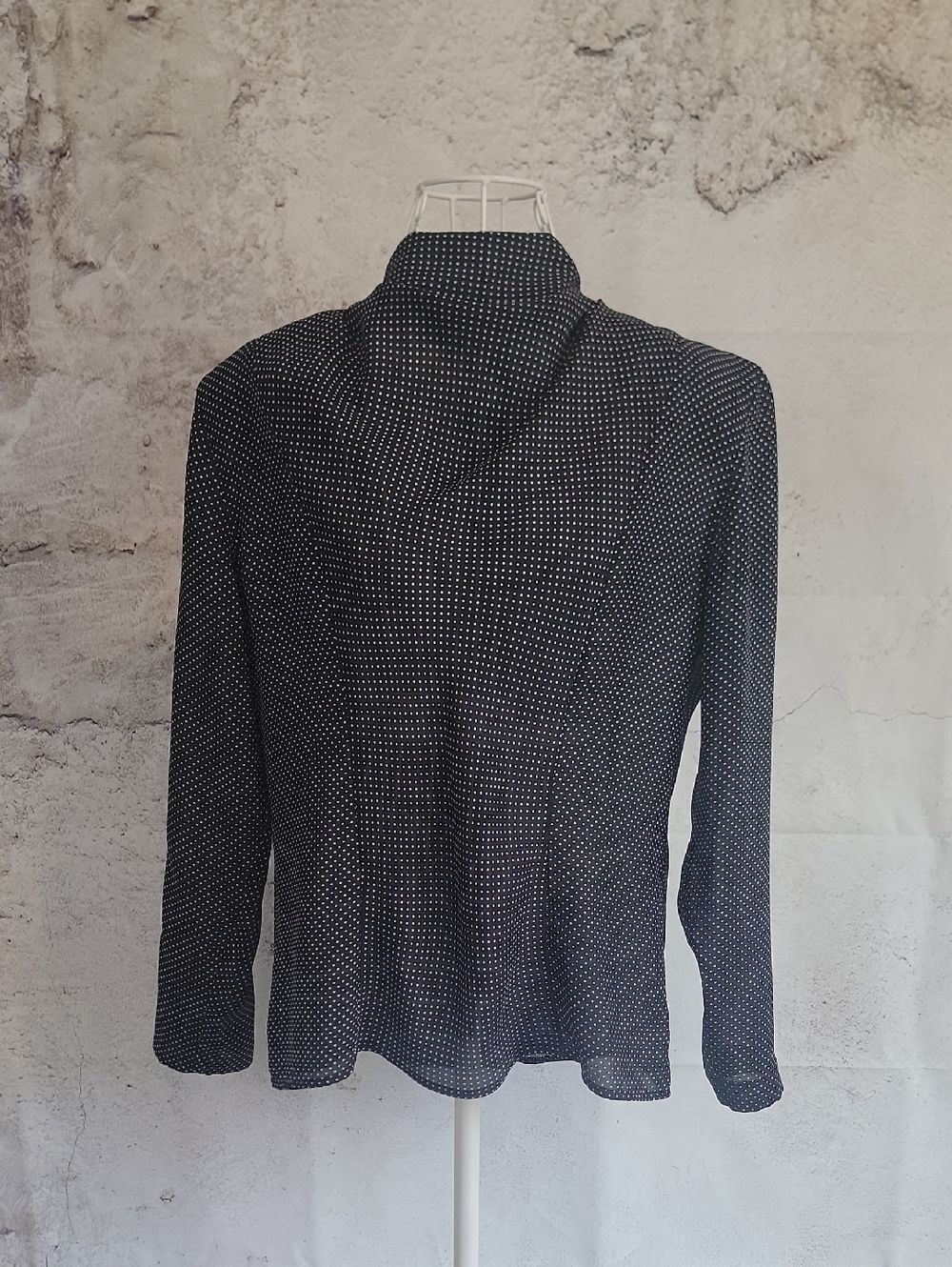 Breckinridge Vintage 80s Black & White Polka Dot Long Sleeve Top Womens Size 6